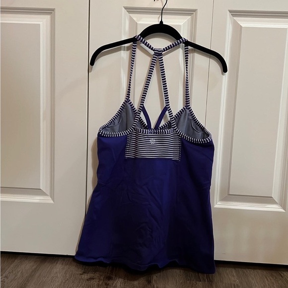 Athleta Women's Fulfillment Purple White Stripe Workout Tank size 1X - Picture 2 of 5